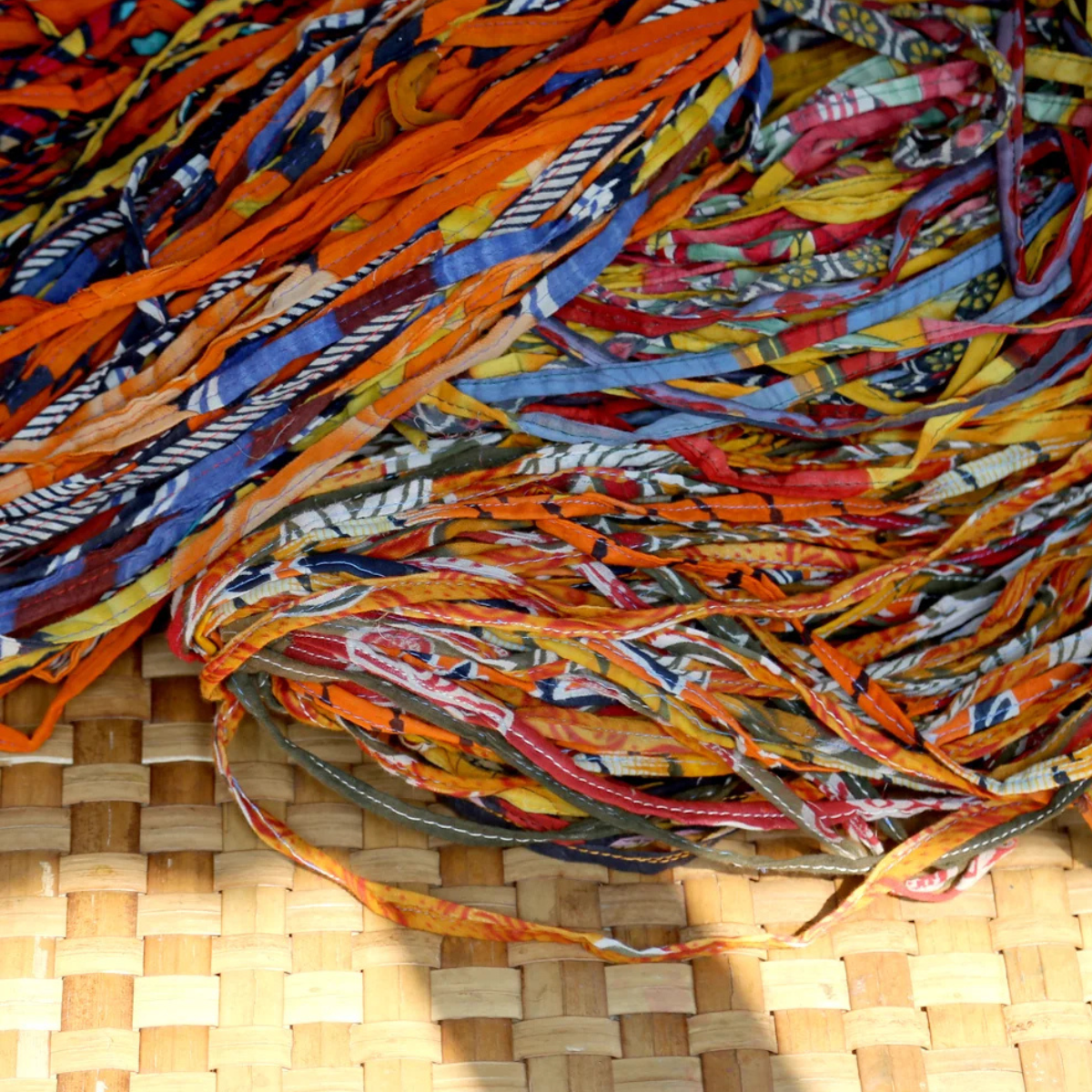 Upcycled Saree Folded, Stitched Ribbon - Assorted