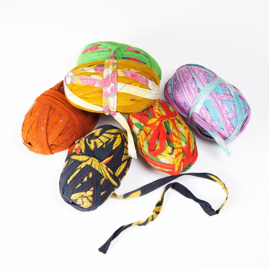 Upcycled Saree Folded, Stitched Ribbon - Assorted