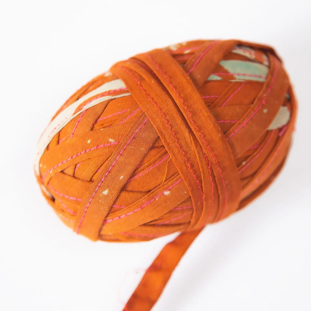 Upcycled Saree Folded, Stitched Ribbon - Assorted