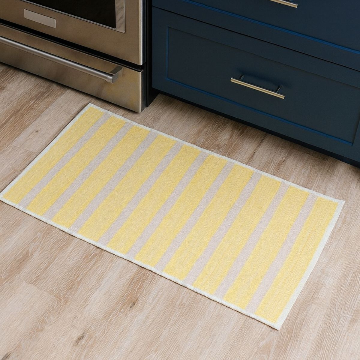 Yellow Striped Organic Cotton Mat