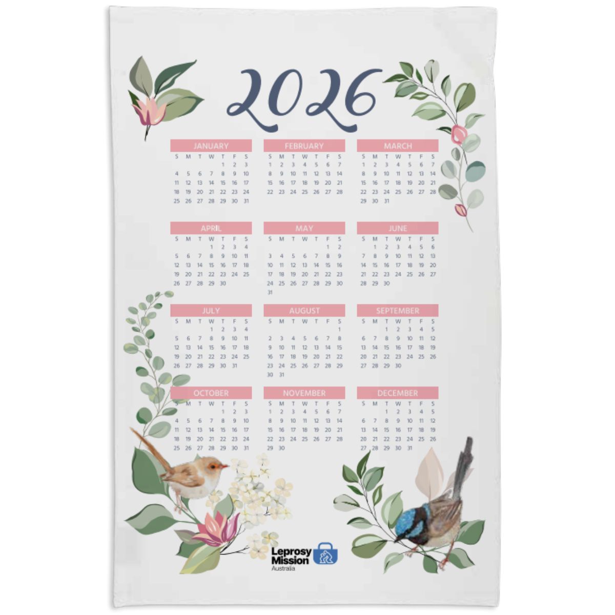 2026 Calendar Tea Towel
