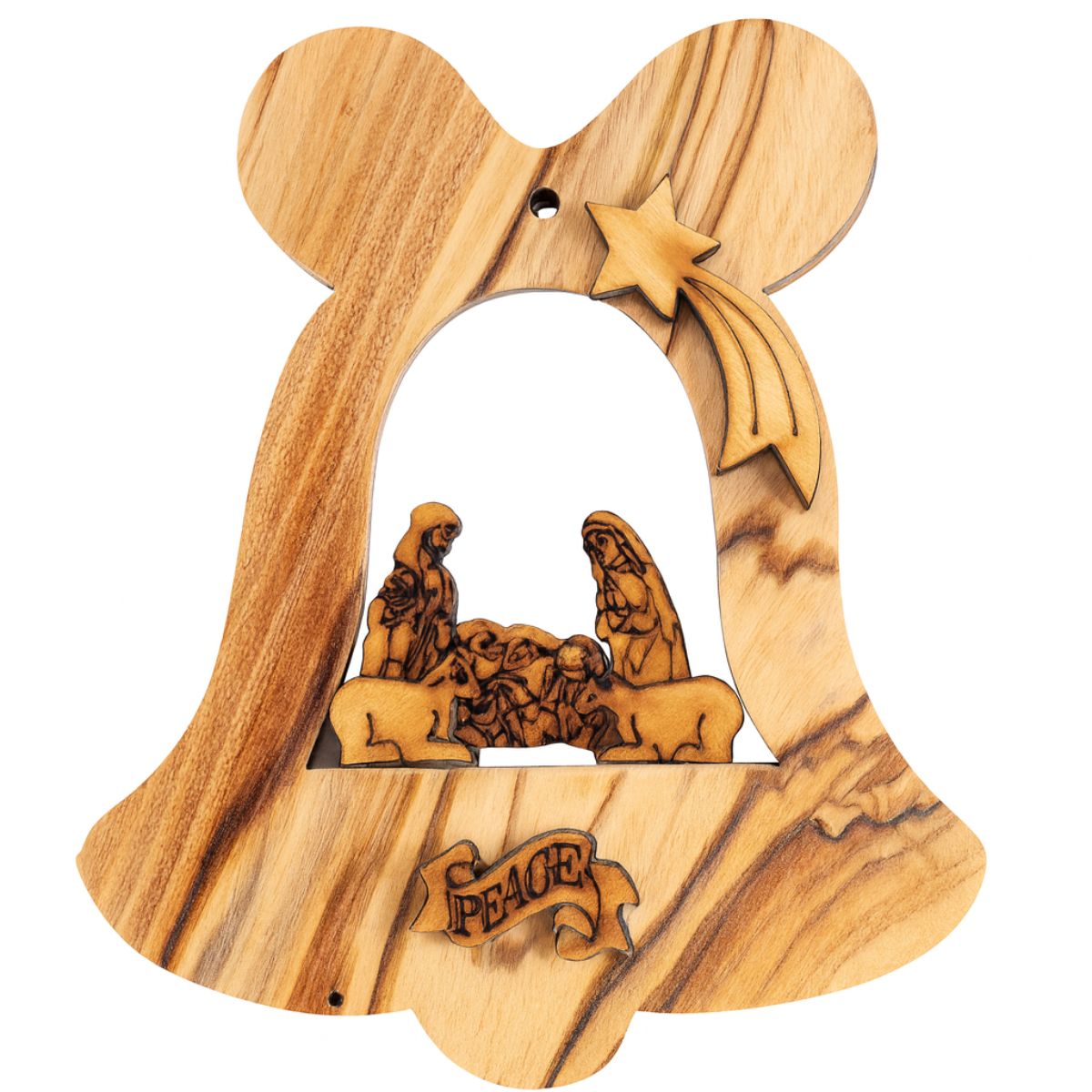 Bell Shaped Olive Wood Ornament