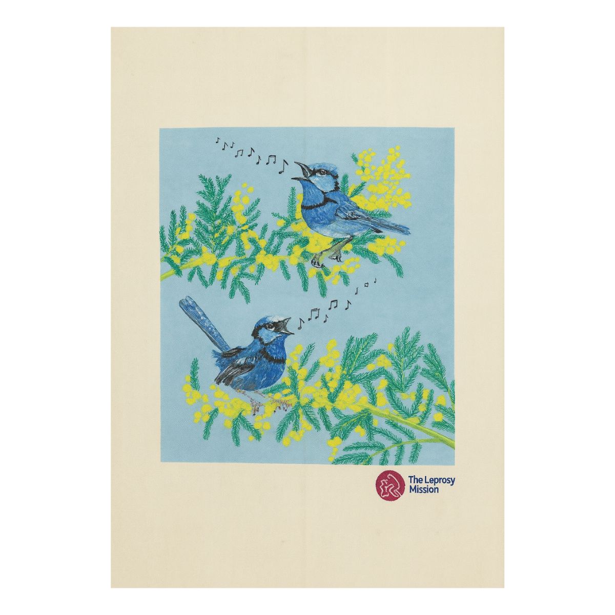 Singing Blue Wren Tea Towel