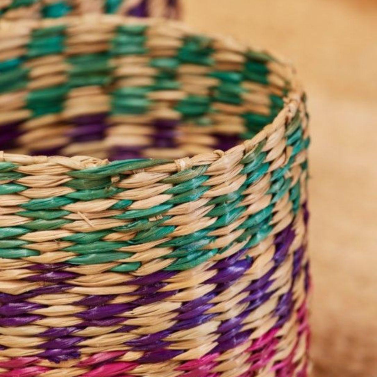 Checkered Seagrass Basket Set - The Leprosy Mission Shop