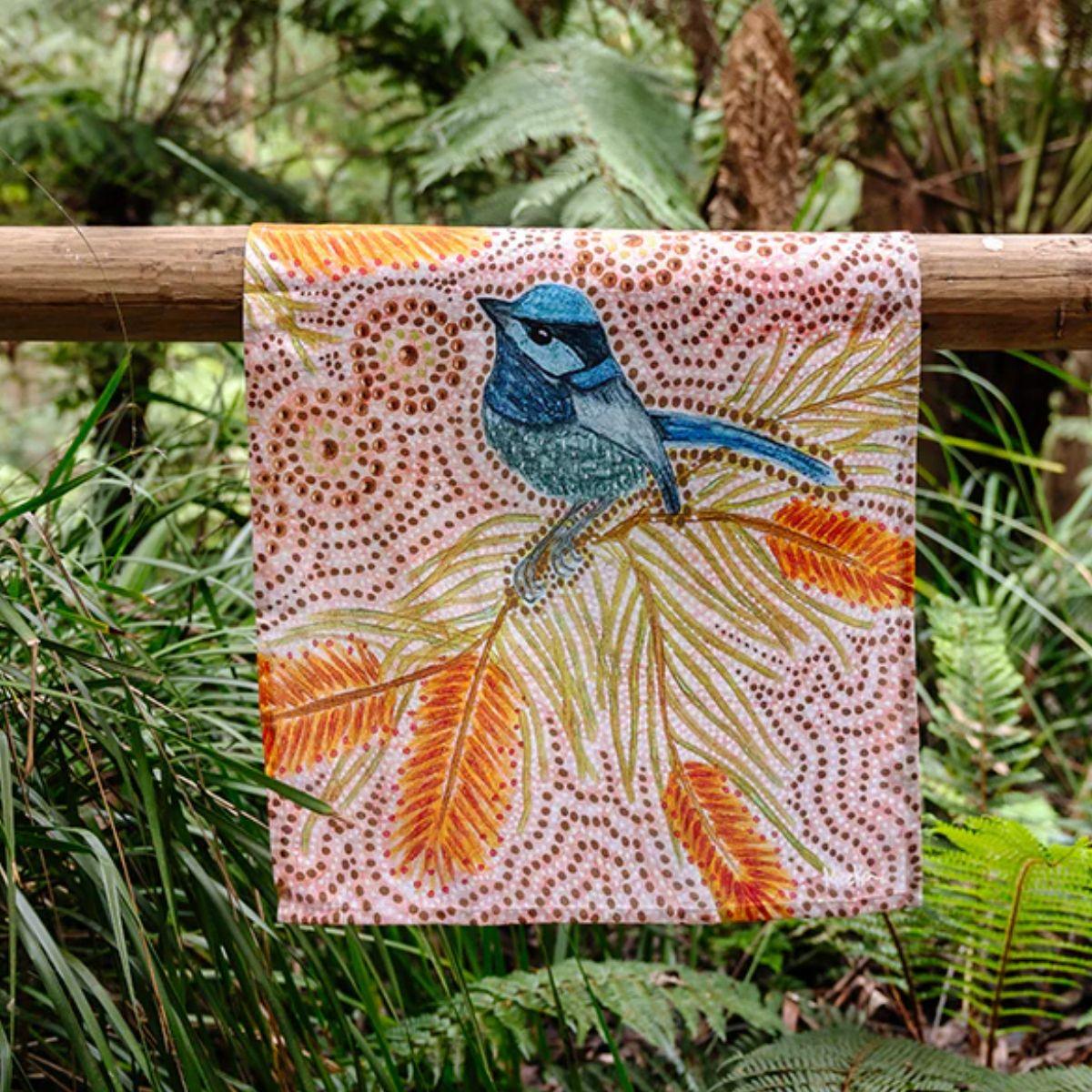 Luina - The Blue Wren Tea Towel - The Leprosy Mission Shop