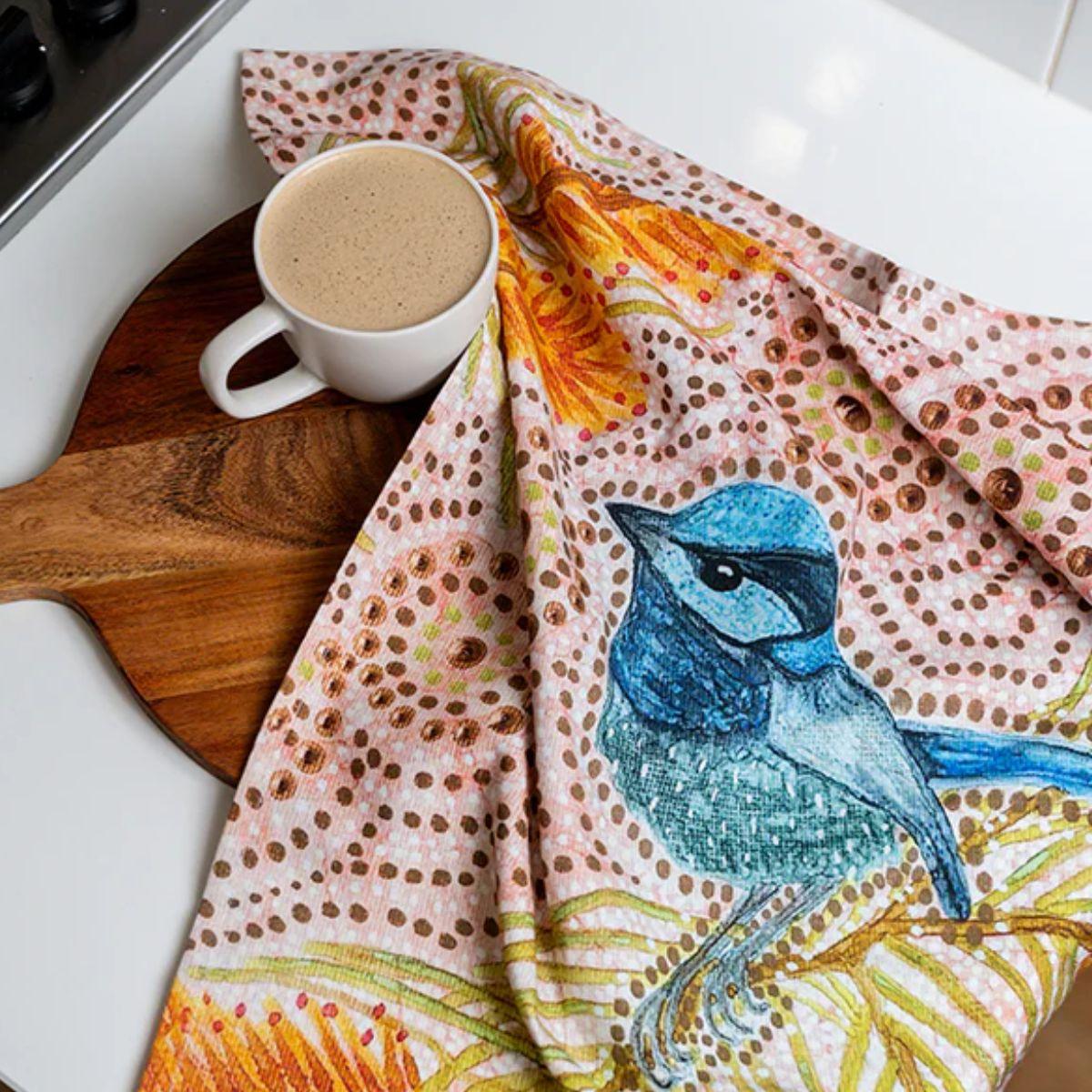 Luina - The Blue Wren Tea Towel - The Leprosy Mission Shop