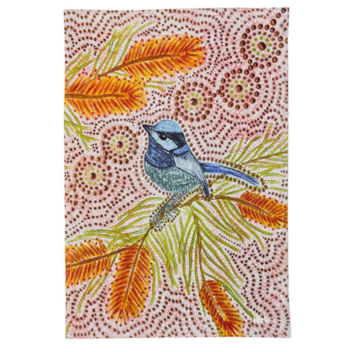Luina - The Blue Wren Tea Towel - The Leprosy Mission Shop