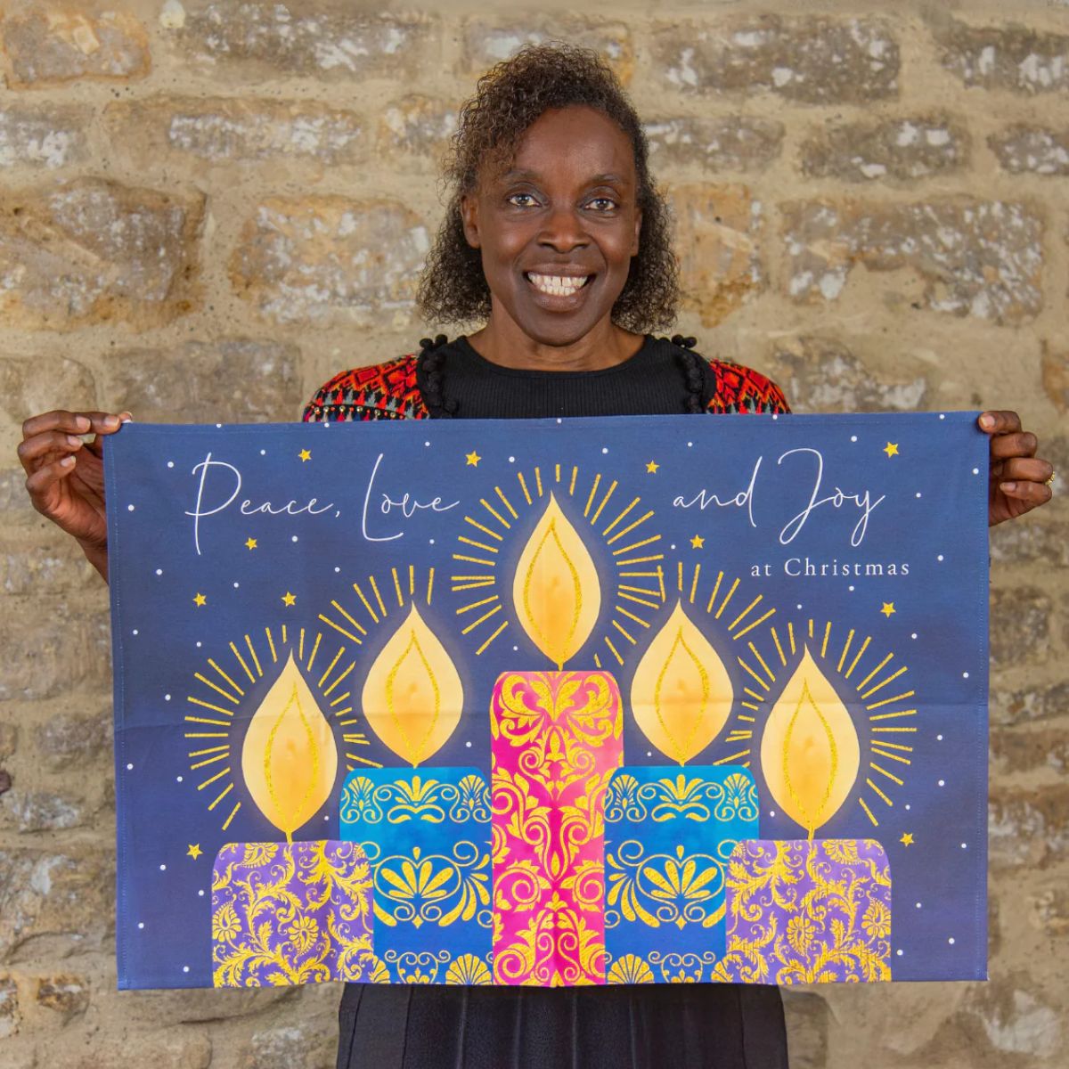 Peace, Love & Joy Tea Towel