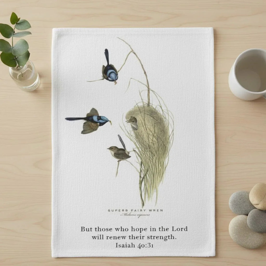 Those Who Hope in The Lord Wren Tea Towel