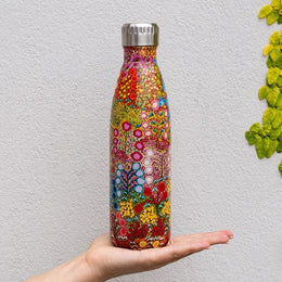 Aboriginal Wild Flowers Stainless Steel Water Bottle - The Leprosy Mission Shop