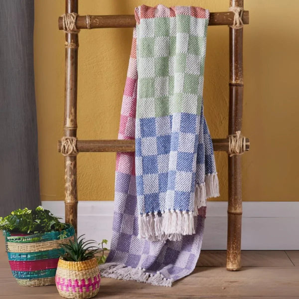 Recycled Cotton Check Throw