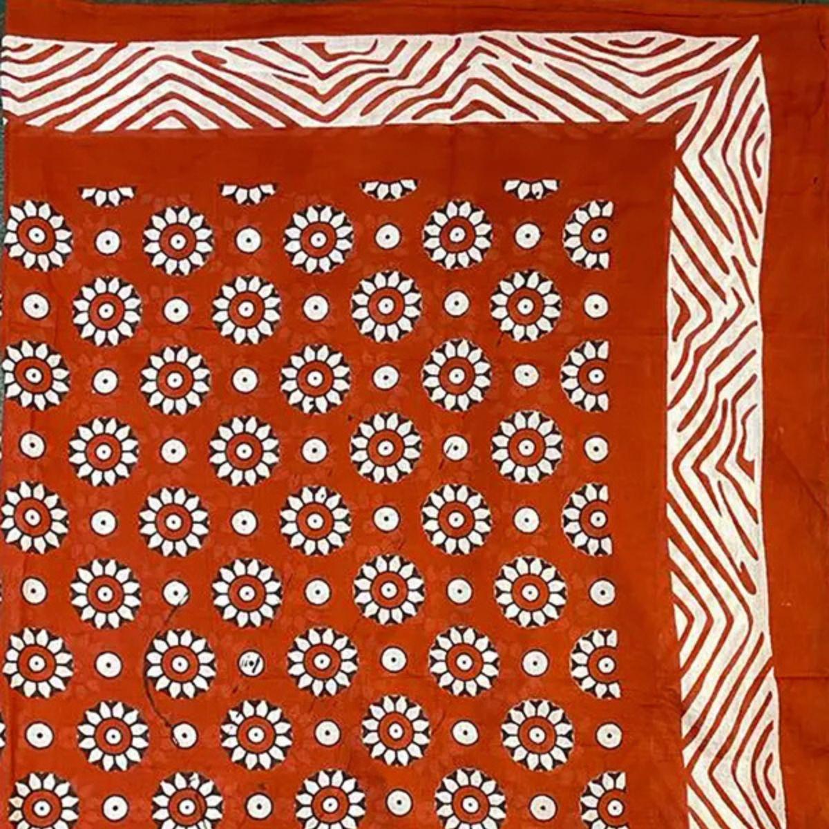 Hand Printed Cotton Sarong Rust