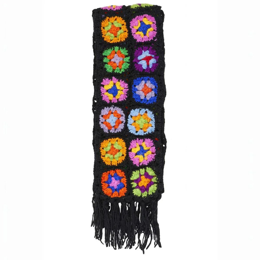 Black Crochet Rainbow Scarf
