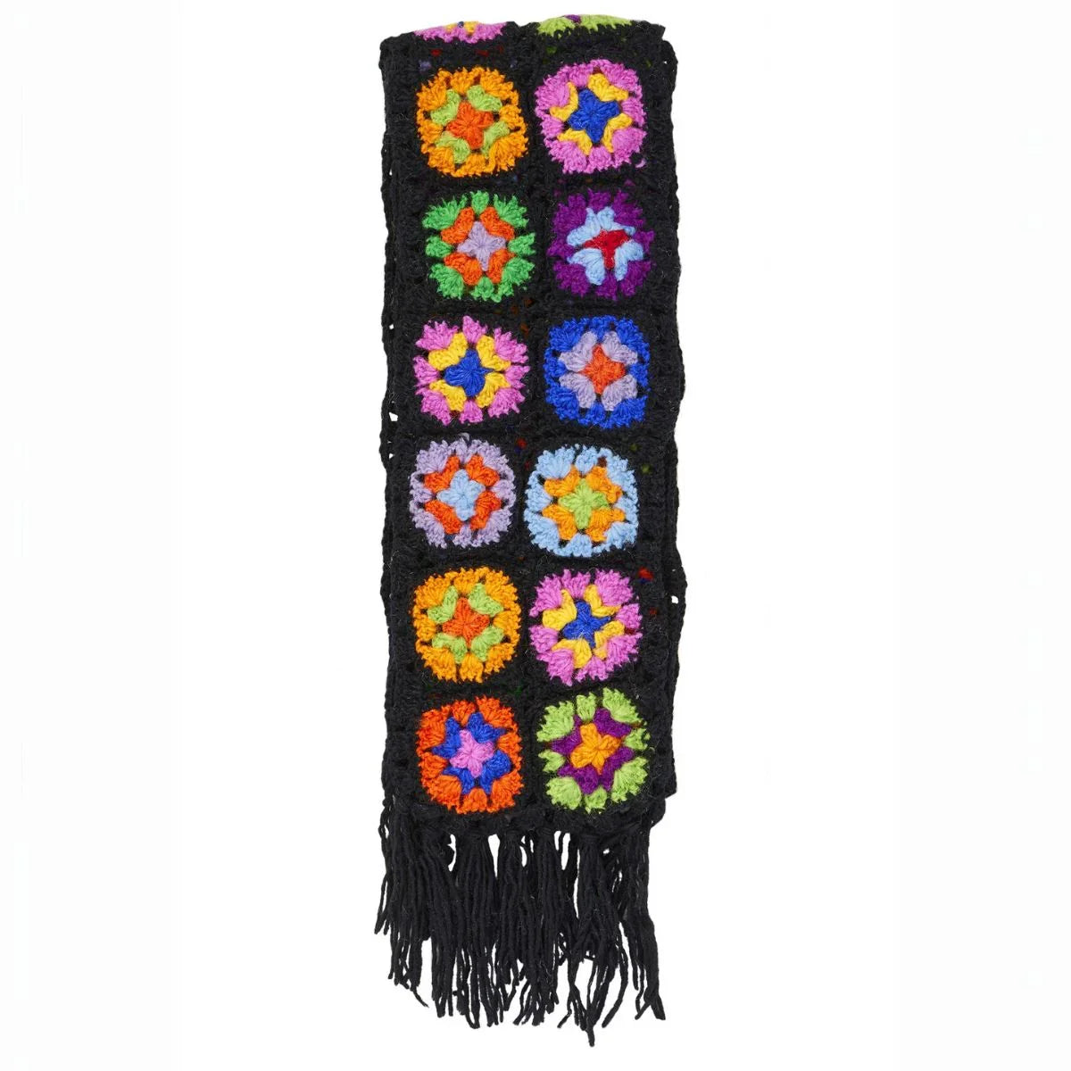 Black Crochet Rainbow Scarf