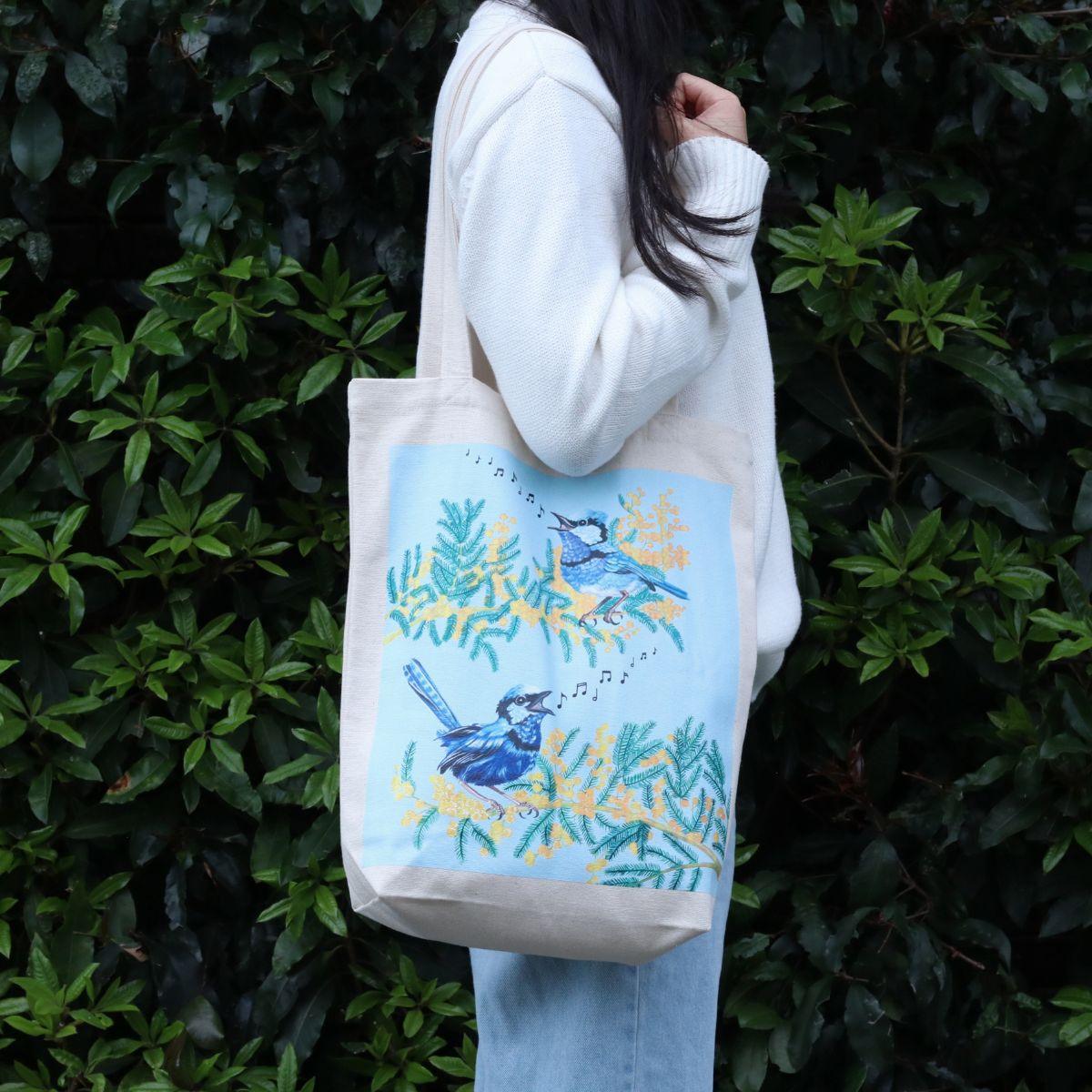 Blue Wren Organic Cotton Tote Bag - The Leprosy Mission Shop