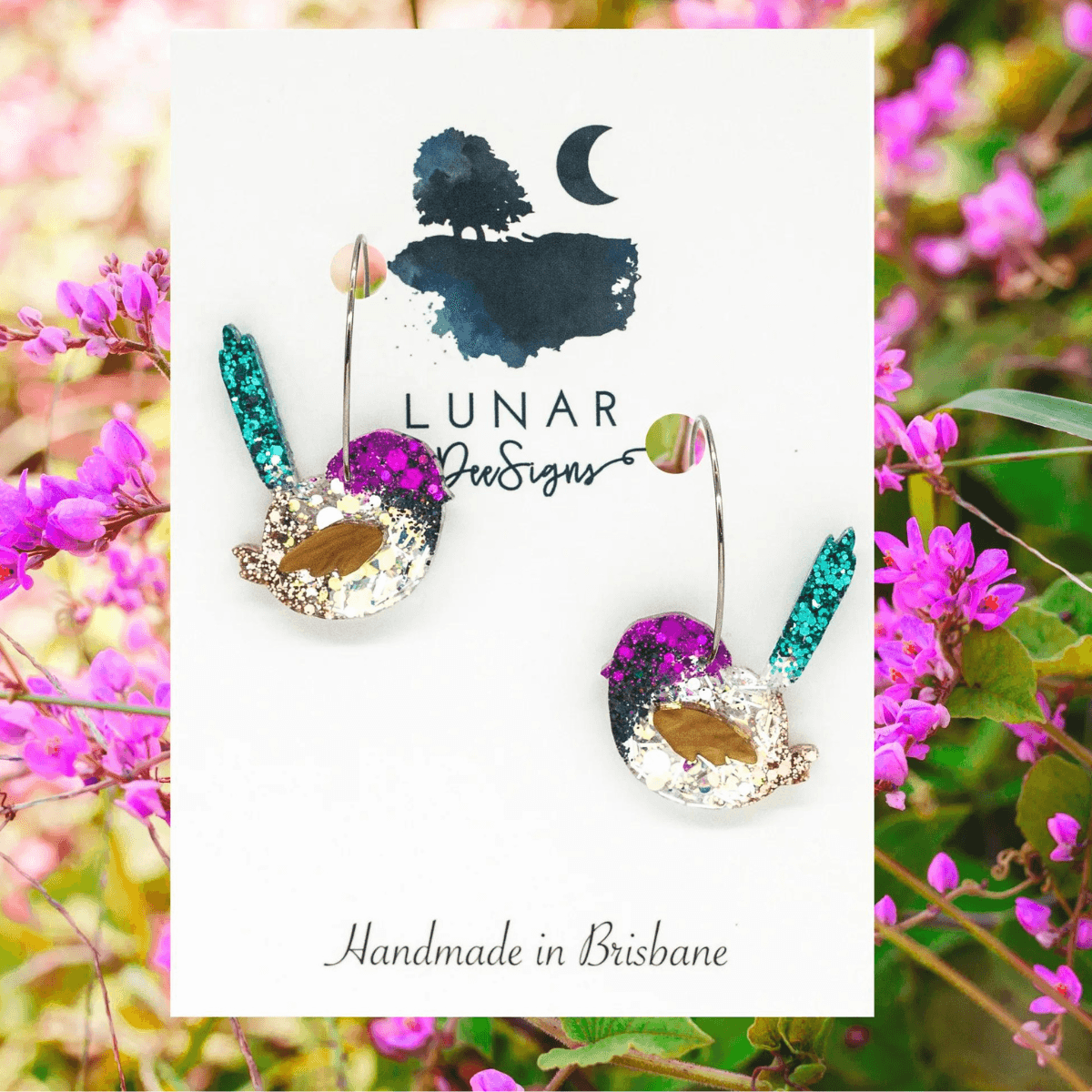 Pete the Purple Crowned Fairy Wren Earrings - The Leprosy Mission Shop