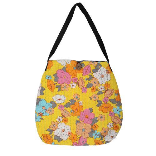 Retro Floral Cotton Tote Bag