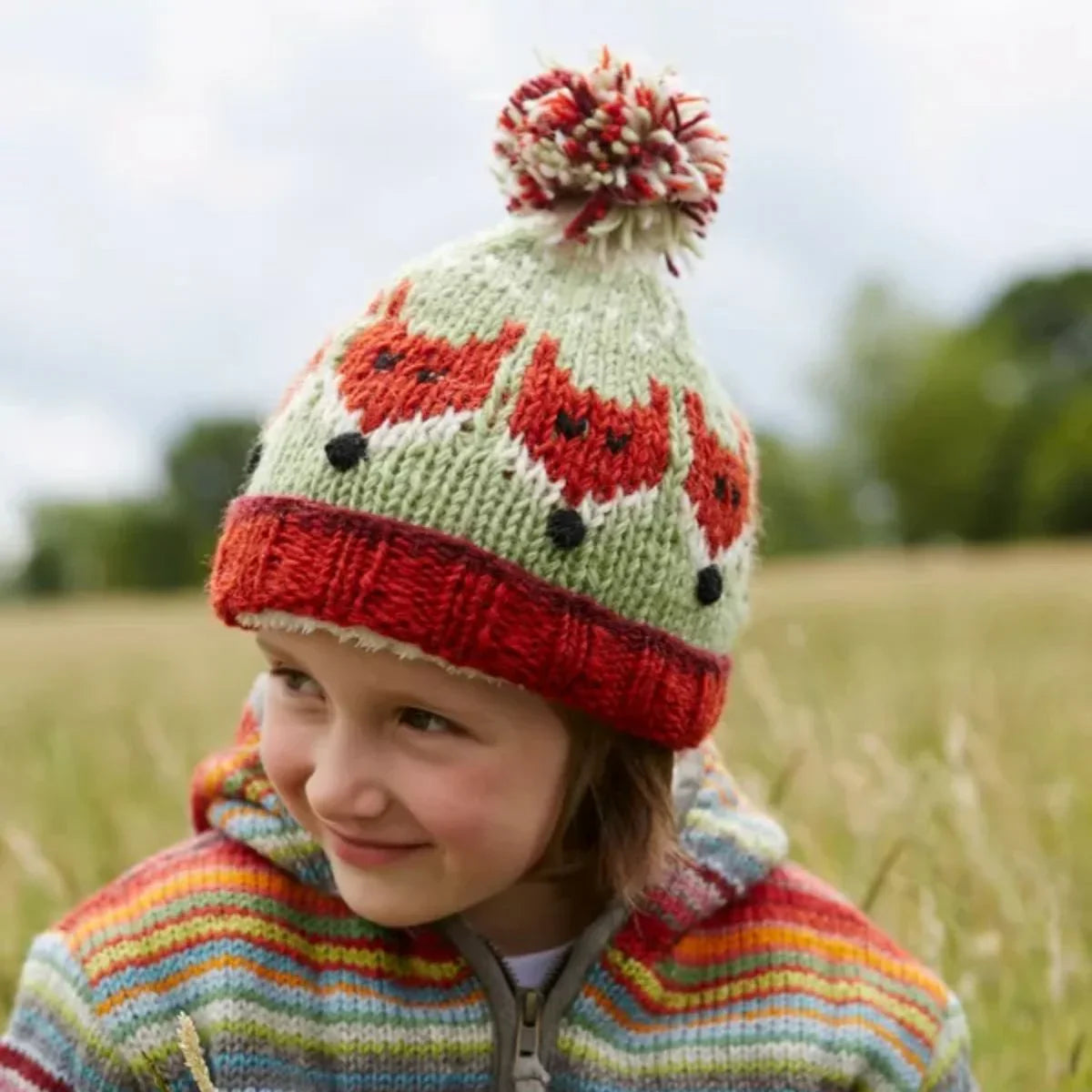 Kids Animal Bobble Hat - Fox