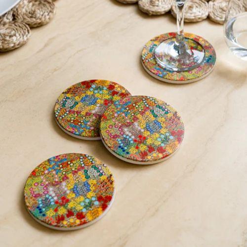 Aboriginal Wild Flowers 4Pack Coaster - The Leprosy Mission Shop