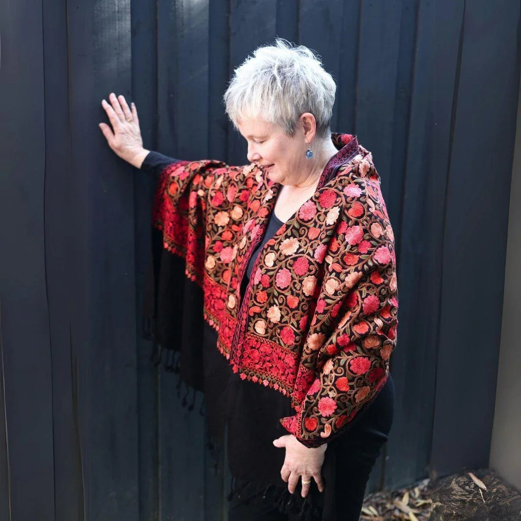 Floral Embroidered Shawl - The Leprosy Mission Shop