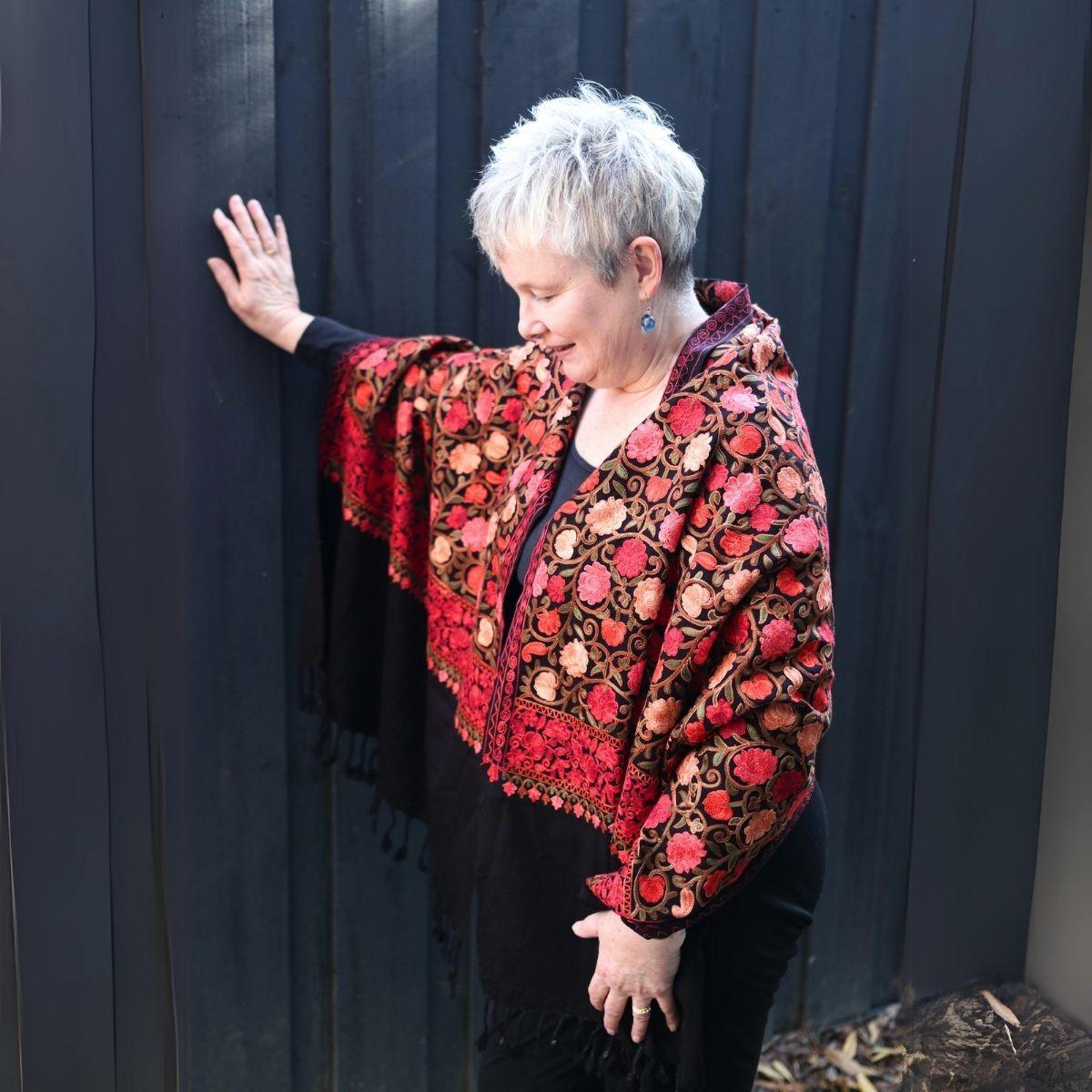 Floral Embroidered Shawl - The Leprosy Mission Shop