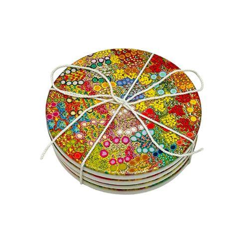 Aboriginal Wild Flowers 4Pack Coaster - The Leprosy Mission Shop