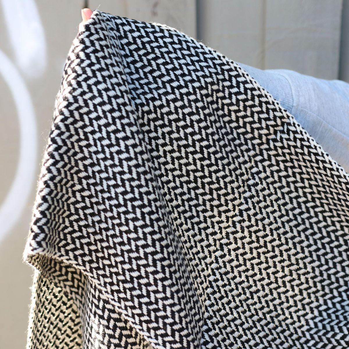 Wool Herringbone B&W Scarf