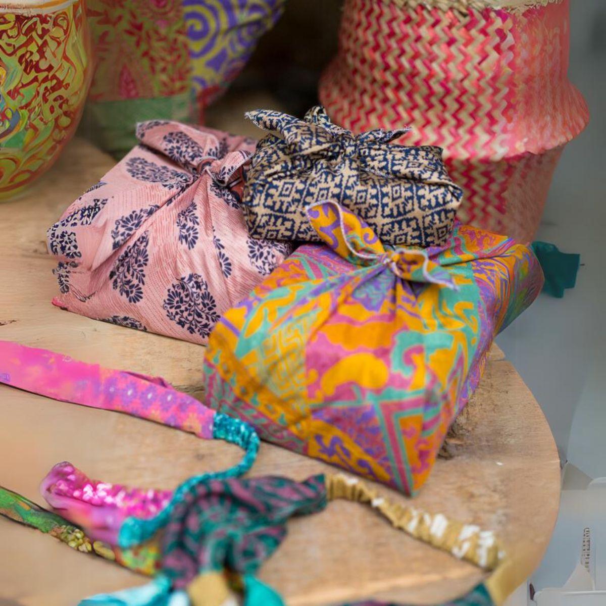 Set of 4 Recycled Sari Gift Wraps
