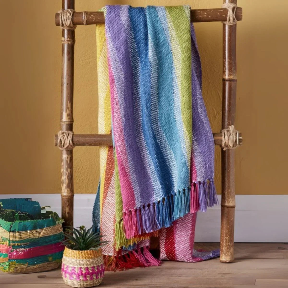 Recycled Bottles Rainbow Zigzag Throw