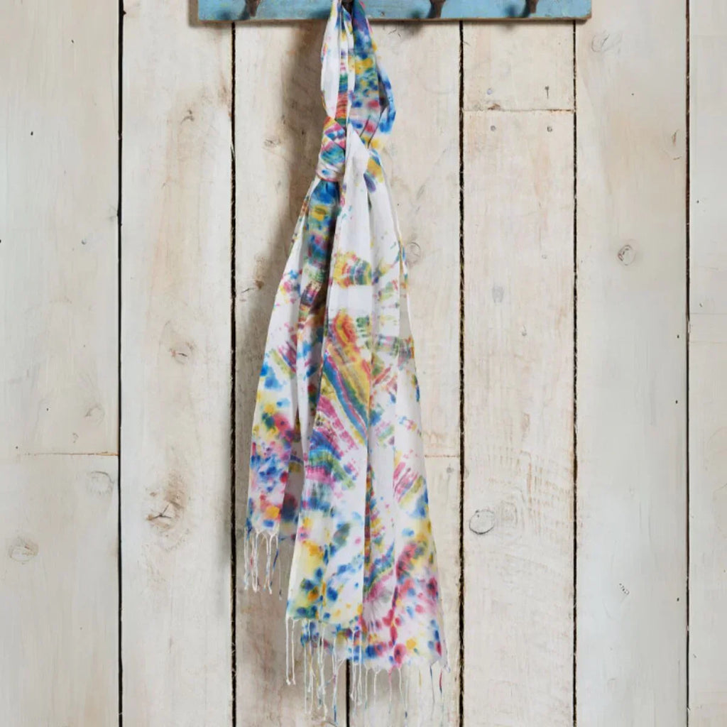 Rainbow Tie Dye Batik Cotton Scarf