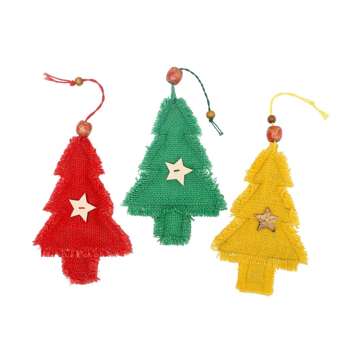 Jute Set of 3 Tree Ornaments - The Leprosy Mission Shop