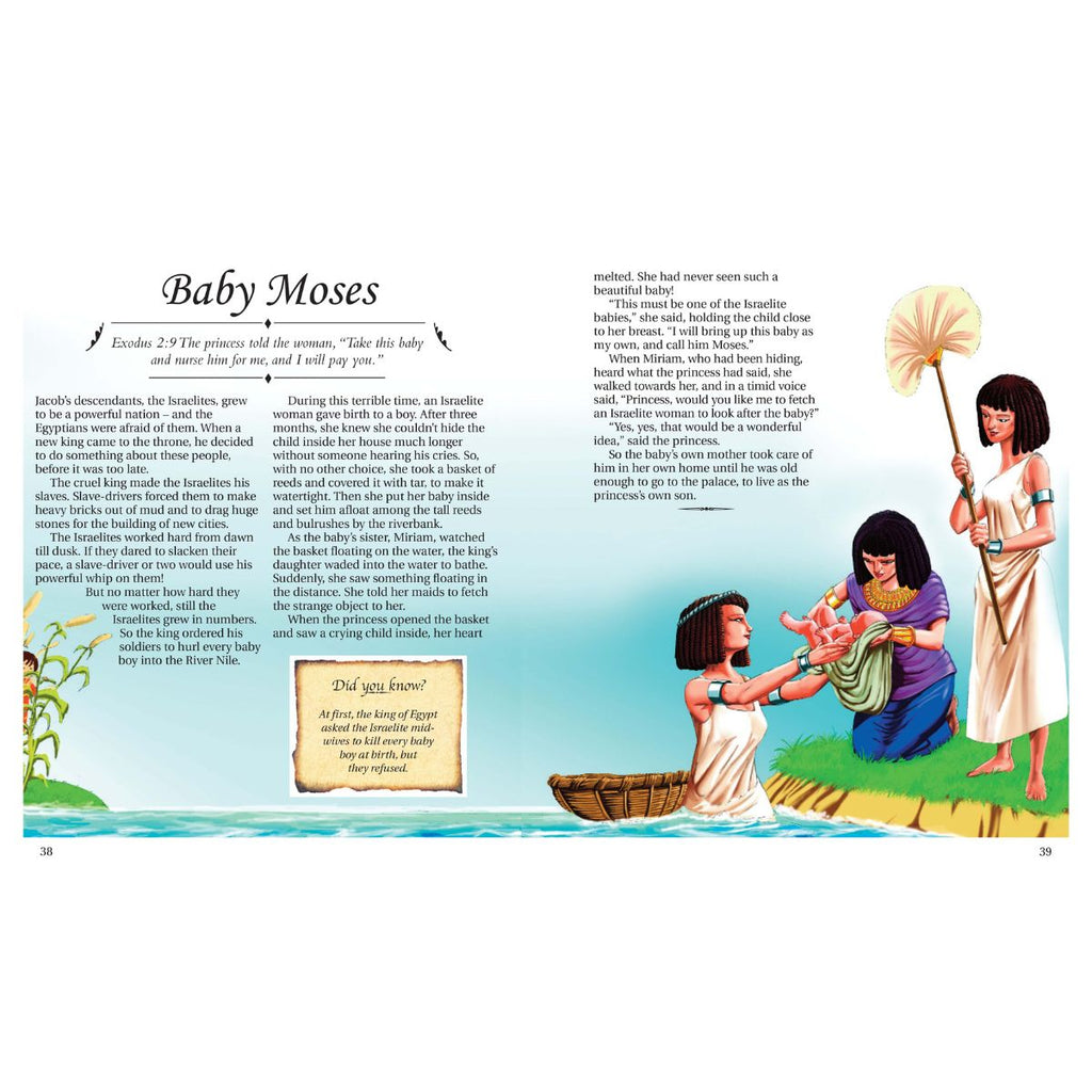 Illustration of Baby Moses with text on a white background