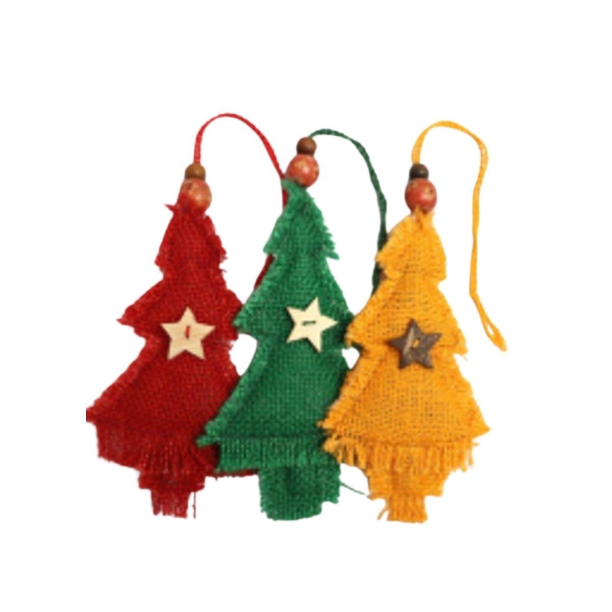 Jute Set of 3 Tree Ornaments - The Leprosy Mission Shop