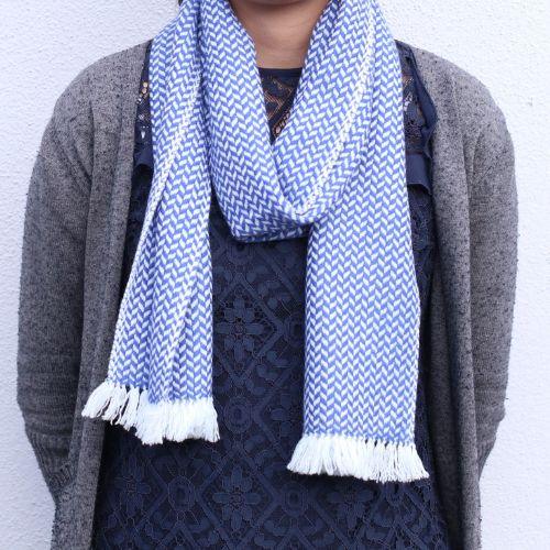 Wool Herringbone Blue Scarf - The Leprosy Mission Shop