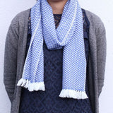 Wool Herringbone Blue Scarf