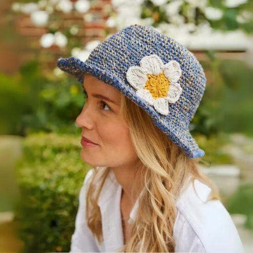 Denim Hemp Flower Hat