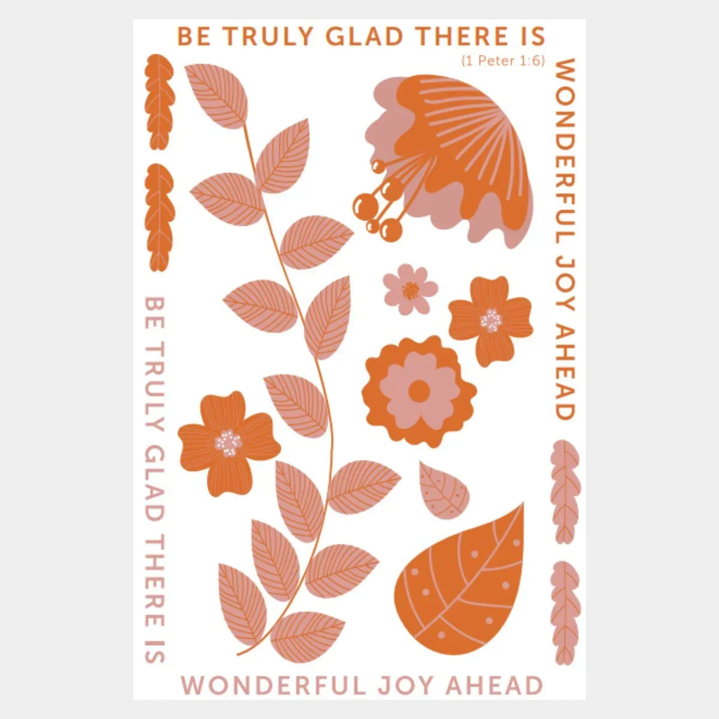 Decorative design with floral elements and motivational text on a white background