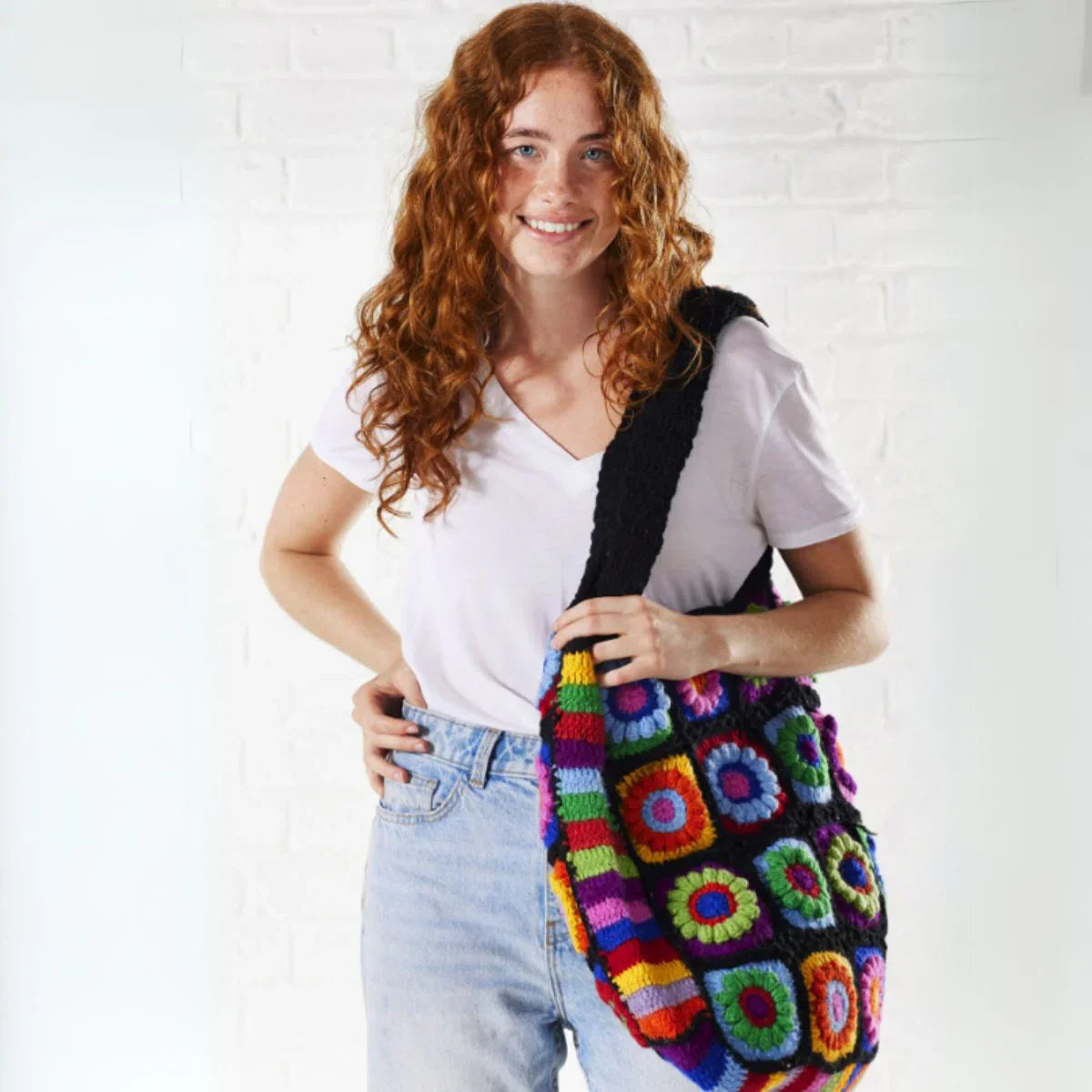 Black Crochet Rainbow Bag