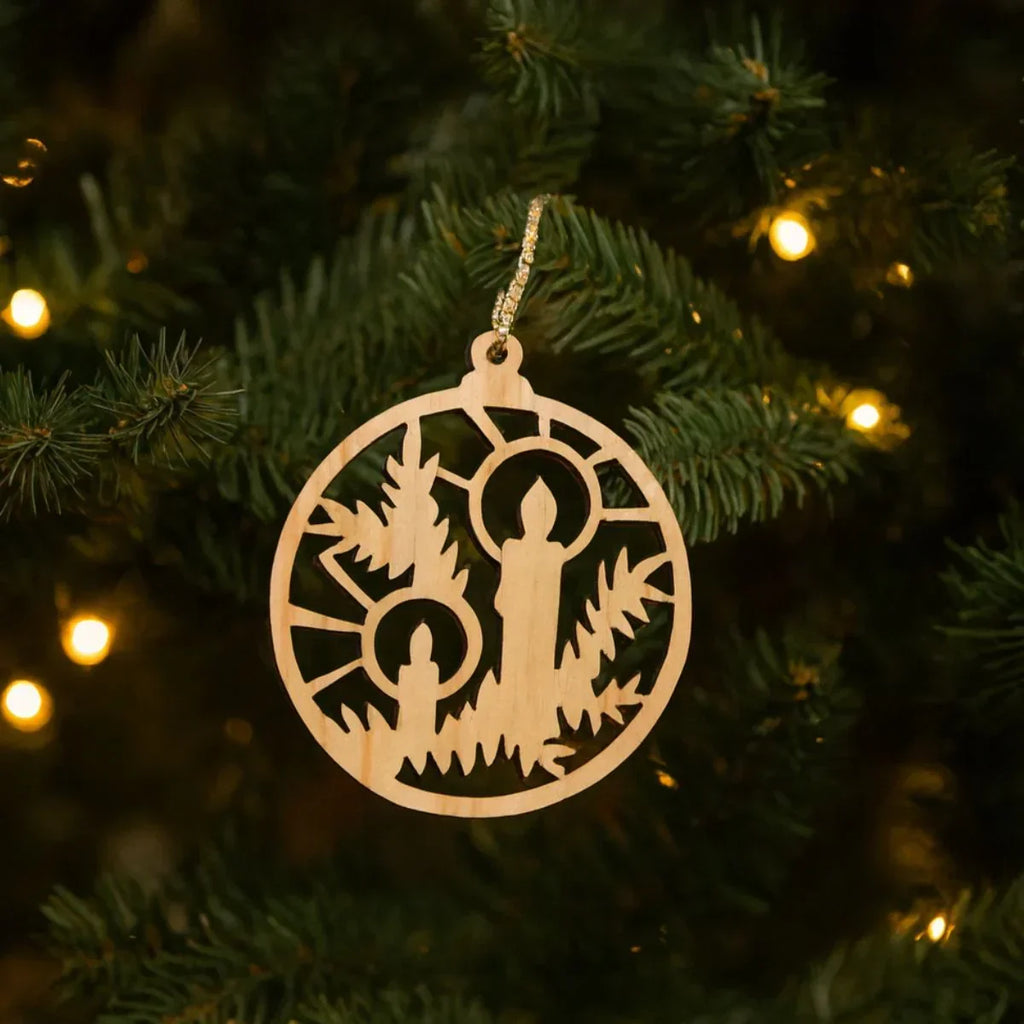 Pine Wood Candle Light Christmas Ornaments