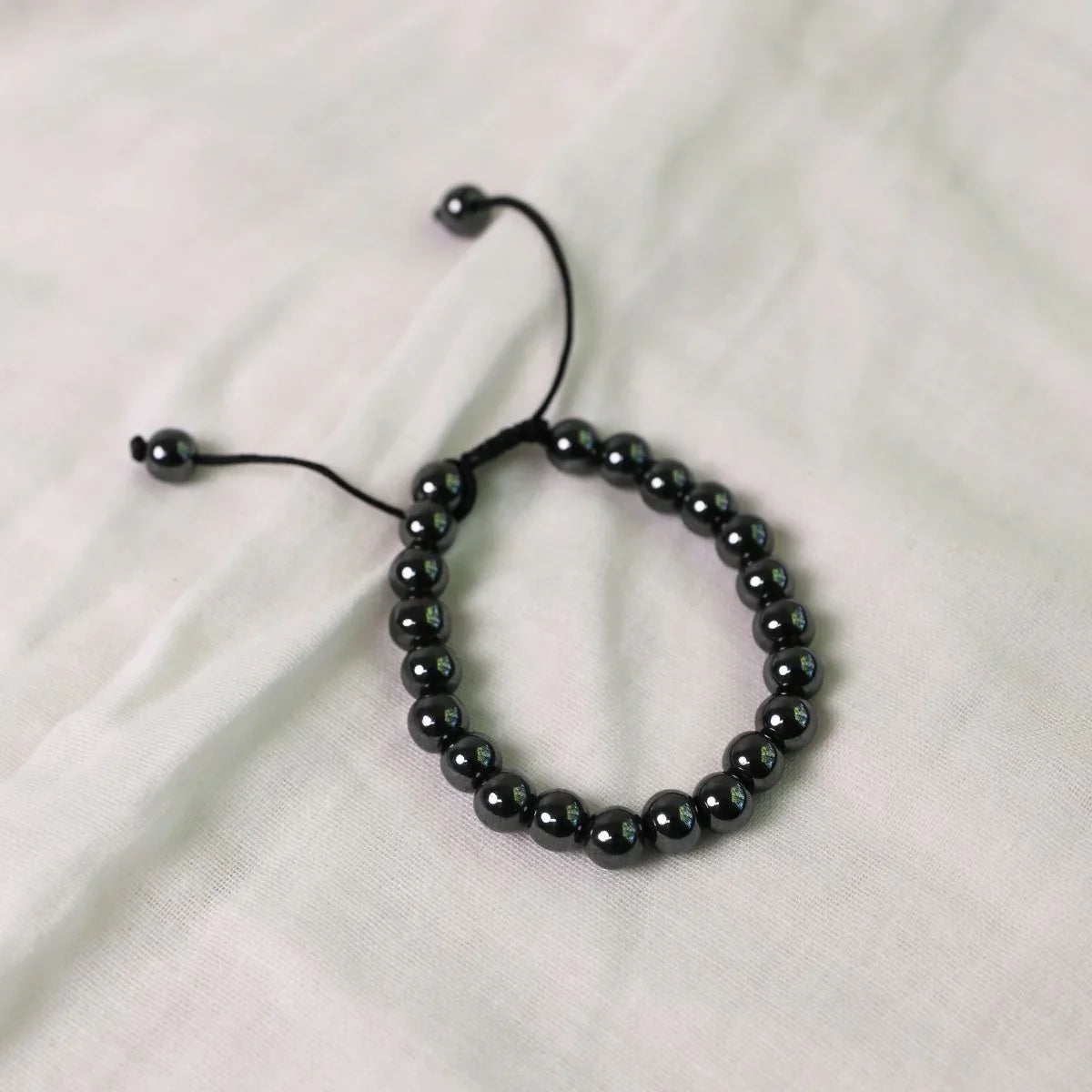 Black Bead Adjustable Bracelet