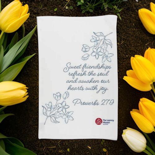 Magnolia Bible Quote Tea Towel - The Leprosy Mission Shop
