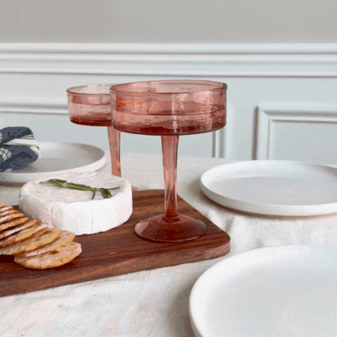 Handblown Hammered Coupe Glass Pair