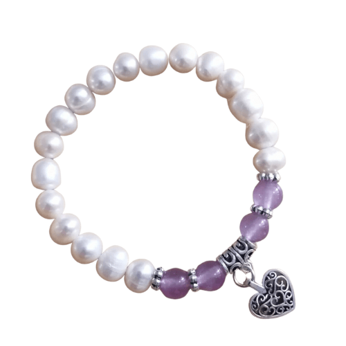 Pearl and Purple Stone Bracelet - The Leprosy Mission Shop
