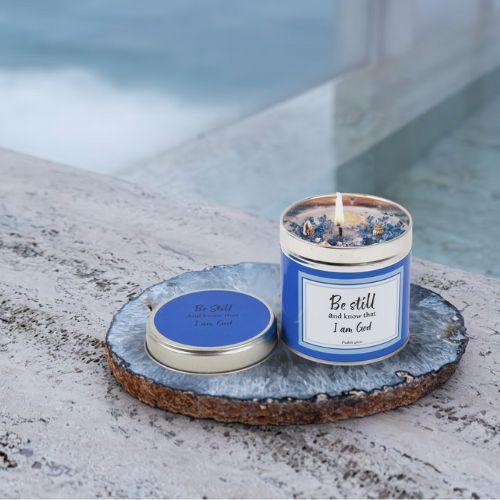 Be Still Know Candle Tin