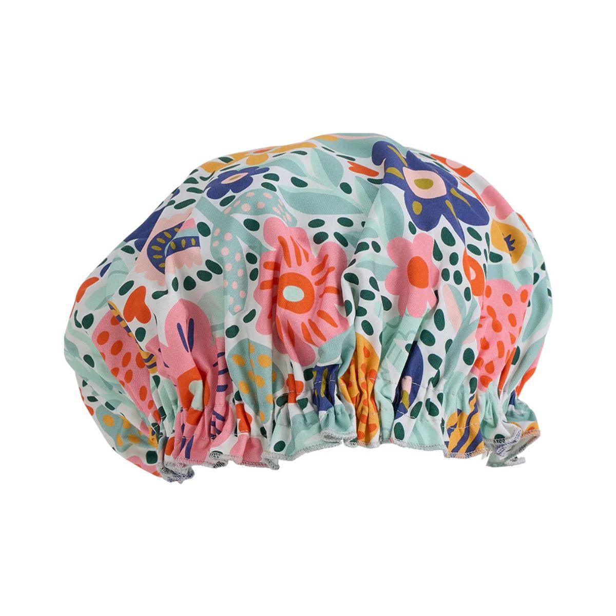 Cotton Shower Cap- Garden Love design