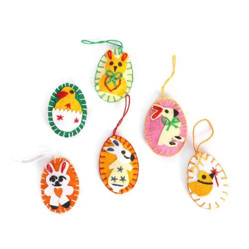 Set of 6 Silk Paper Easter Ornaments