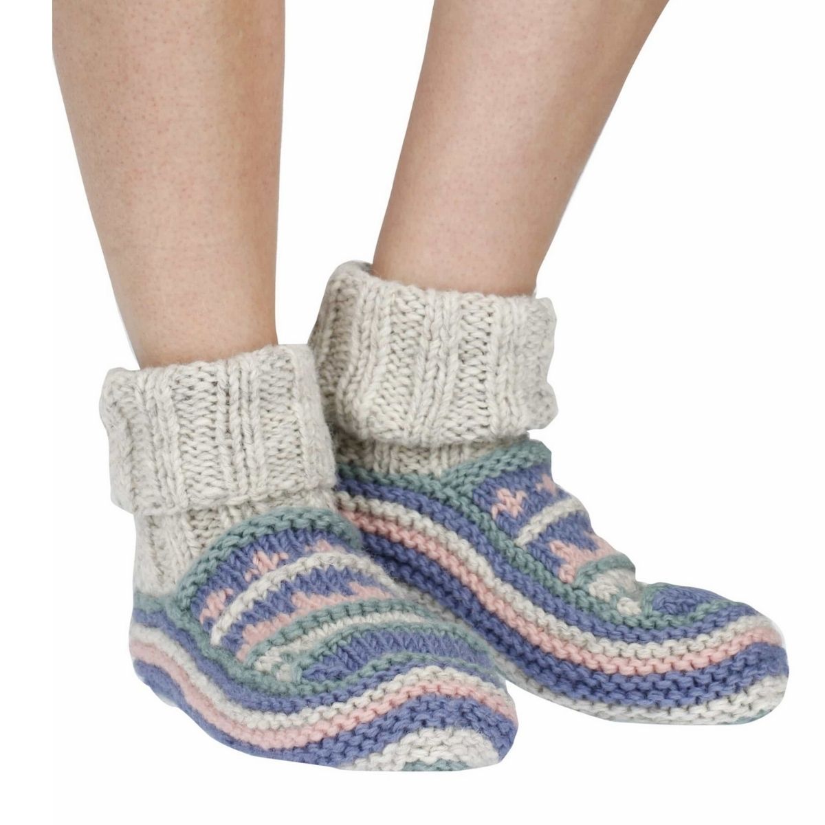 Classic Fairisle Lined Sofa Socks Oatmeal