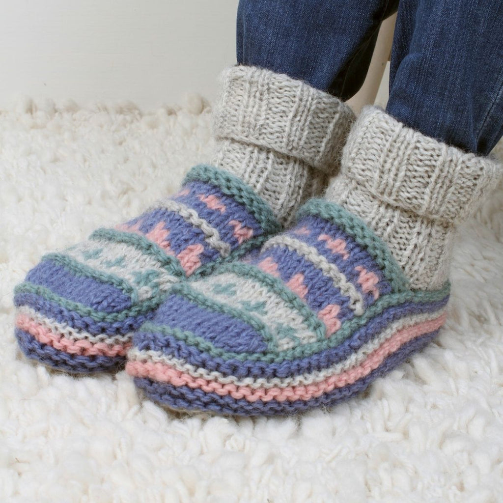 Classic Fairisle Lined Sofa Socks Oatmeal
