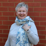 Silk & Felt Floral Delft Scarf