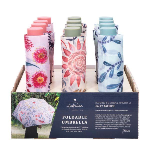 Botanical Folding Umbrella - Compact for Travel - The Leprosy Mission Shop